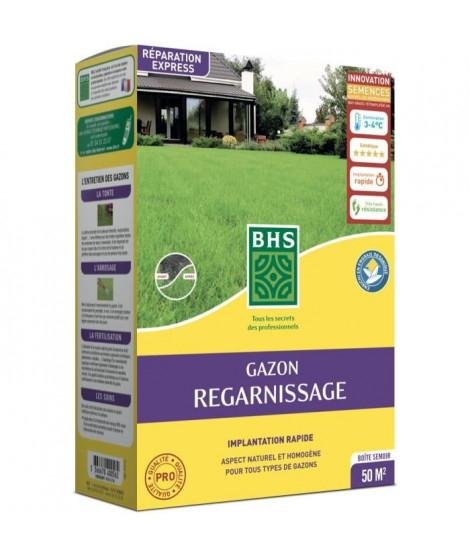 Gazon Regarnissage Terrain Sec - BHS - 1kg | 40 m² | Résistant et durable, avec excellente pérennité et tolérance aux piétine…