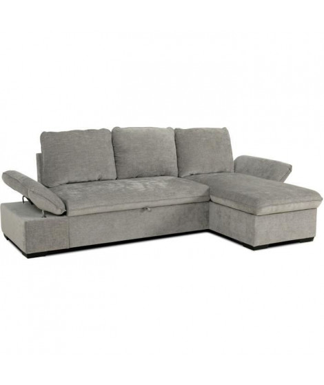 Canapé d'angle convertible réversible - 4 places - CANDY - Tissu Gris - Coffre - 297 x 148 x 85 cm - CASAPY