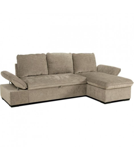 Canapé d'angle convertible réversible - 4 places - CANDY - Tissu Beige - Coffre - 297 x 148 x 85 cm - CASAPY