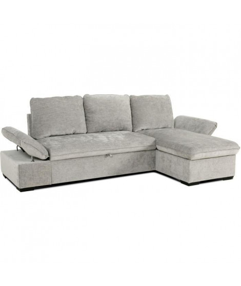 Canapé d'angle réversible - 4 places - CANDY - Tissu Gris clair - Coffre - 297 x 148 x 85 cm - CASAPY