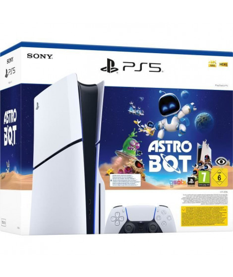 Pack PS5 Standard : Console PlayStation 5 (modele Slim) + Astro Bot (Code)