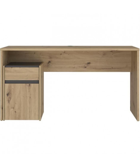 Bureau droit MODULTRICK - Chene/Gris foncé - 140 x 52,7 x 72,5 cm