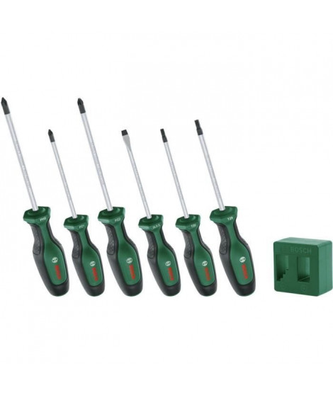 Bosch - Set de 6 tournevis Premium avec magnétiseur (6 tournevis en acier S2 extra dur  magnétiseur démagnétiseur)