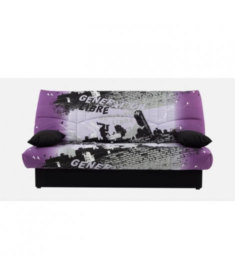 Banquette clic-clac  - 3 places  Coton Parcours Mauve 190 x 92 x 96 cm  DREAM