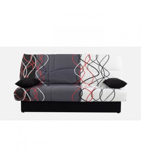 Banquette clic-clac - 3 places  Coton Onde Rouge / Noir  190 x 92 x 96 cm  DREAM