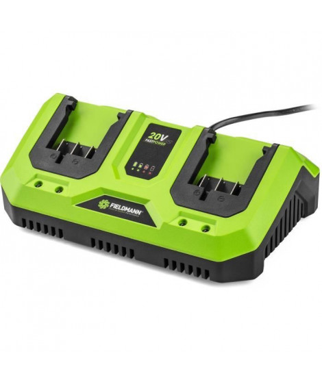 Chargeur double - FIELDMANN - Pour batteries 20V - Charge 2Ah en 60 min - Compatible 2Ah, 4Ah