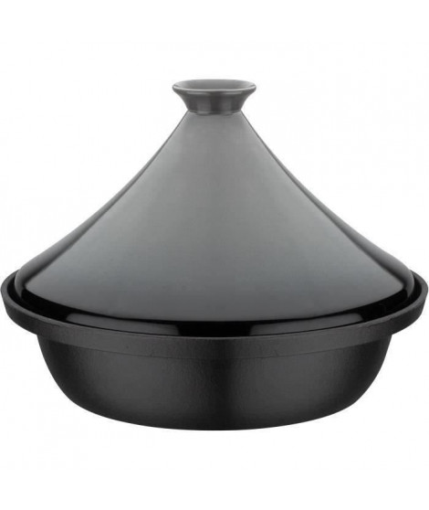 Tajine fonte massive - GSW - 30 x 22 cm - Couvercle céramique - Induction - Gris