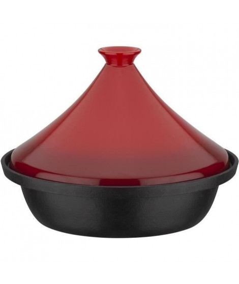 Tajine fonte massive - GSW - 30 x 22 cm - Couvercle céramique - Induction - Rouge