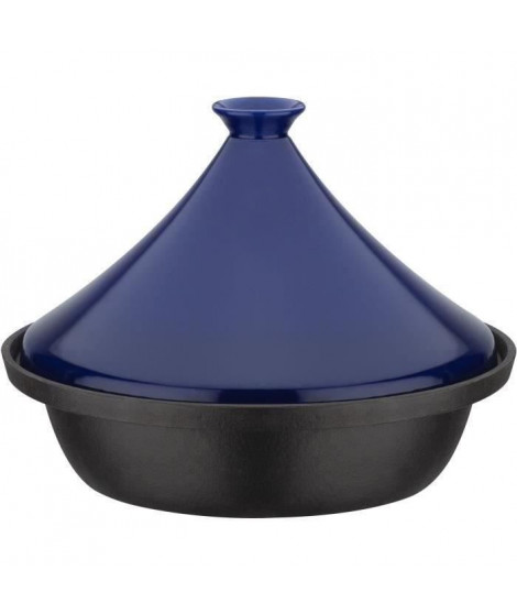 Tajine fonte massive - GSW - 30 x 22 cm - Couvercle céramique - Induction - Bleu