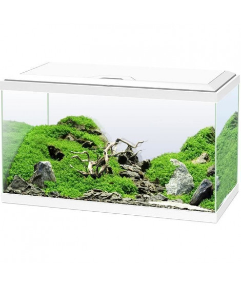 Aquarium 60 - CIANO - 58 L + Filtre + LED + Chauffafe + Consommable - Blanc