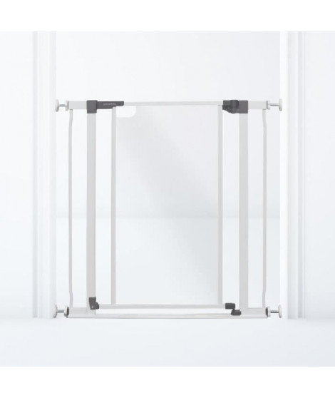 Barriere de sécurité a panneau transparent - DREAMBABY - Fonction maintien en position ouverte- Bas anti-chute - Blanc