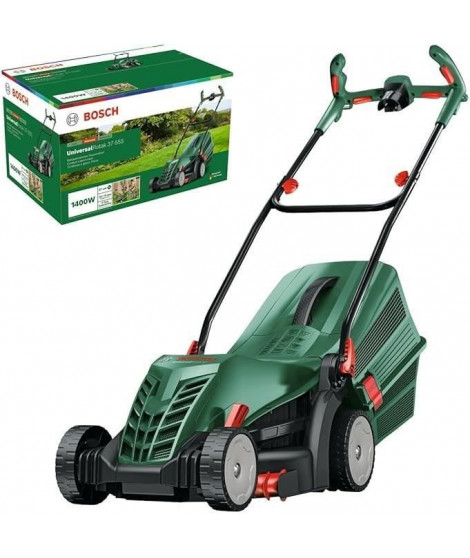 Bosch Tondeuse a gazon filaire UniversalRotak 37-555 (moteur de 1 400 W, largeur de coupe : 37 cm, bac de ramassage 40 litres)