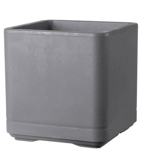 Pot de fleur Cube - DEROMA - Cosmo -  Ashgrey - A réserve d'eau - Roulettes - 38 cm