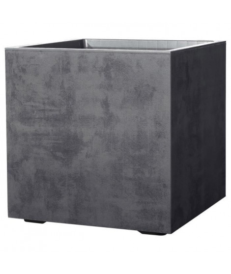 Pot de fleur Cube - DEROMA - Millennium R - Anthracite - A réserve d'eau - Roulettes - 49 cm