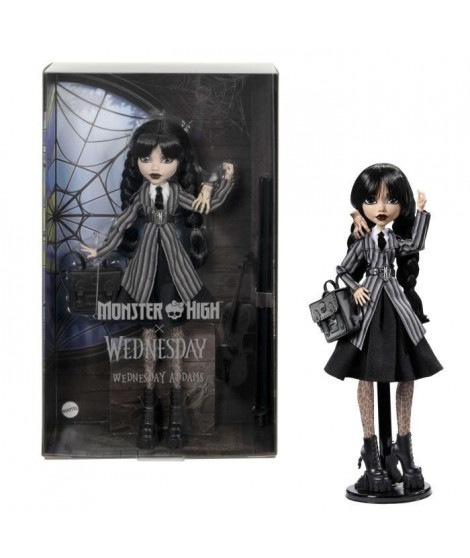 Monster High-Mercredi Addams en Uniforme-Poup?e avec La Chose - Monster High - HXJ04