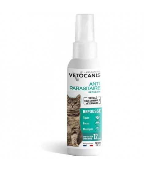 VETOCANIS Spray anti-puces, anti-tiques et anti-moustiques - Pour Chat - 250 ml
