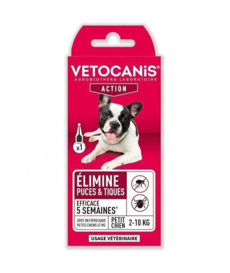 VETOCANIS Pipette Spot-on Fipronil, Anti-Puces et Anti-Tiques - Pour petit chien