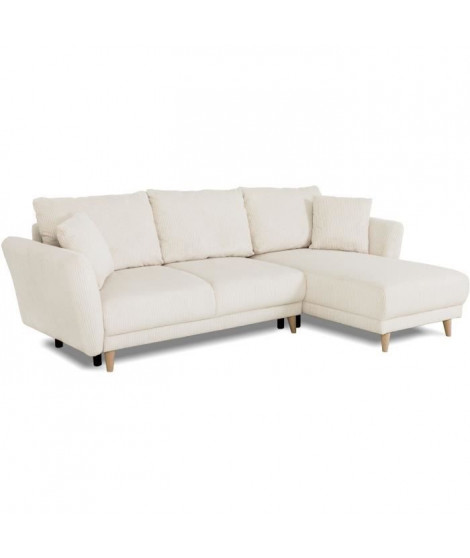 Canapé d'angle convertible réversible - 3 / 4 places - CLAUDIUS - Tissu Lincoln Pearl - Coffre - 244 x 158 x 86 cm