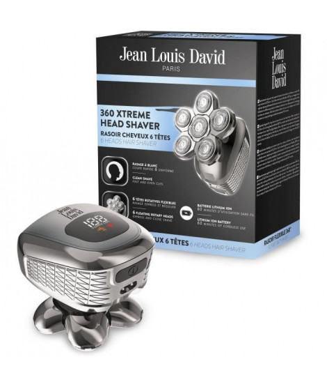 Tondeuse cheveux - JEAN LOUIS DAVID - 20209 - 6 tetes rotatives - 360° - 60 min - Gris