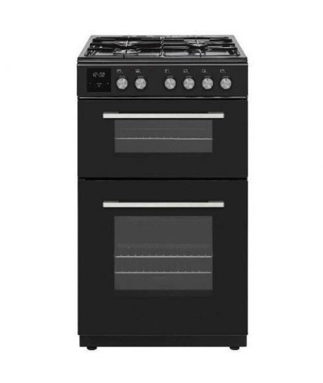 Cuisiniere gaz - CONTINENTAL EDISON - CECDF6060IBD - Double fours -  4 feux - noir - L60 xP60 x H90 cm