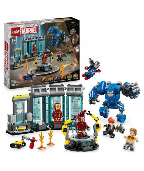 LEGO Marvel 76315 Le Laboratoire d'Iron Man : la Salle des Armures - Jouet garçon, 8 ans