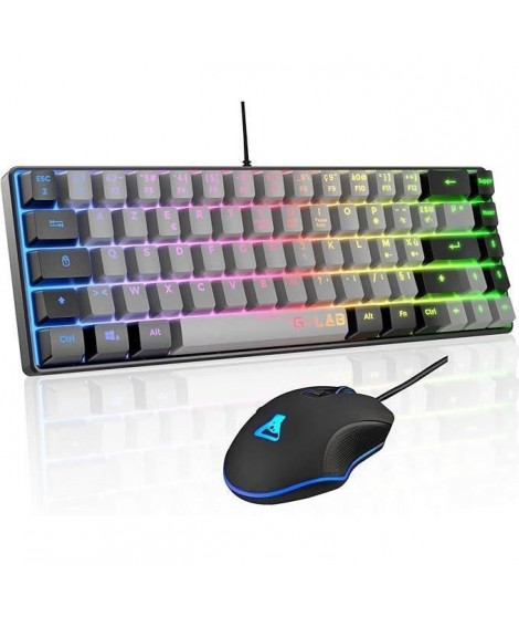 Pack Gamer 2 en 1 - THE G-LAB - COMBO HYDRO - Souris filaire - Clavier filaire - Gris/Noir - RGB