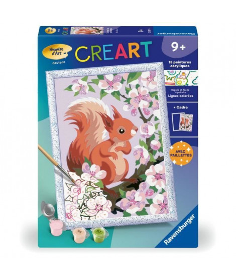 CreArt Kids 18x24cm Écureuil au printemps, Kit de peinture par numéros Numéro d'Art, Des 9 ans, 25837, Ravensburger
