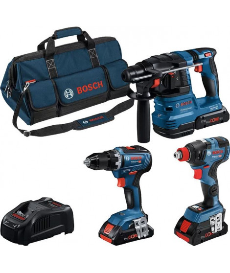 COMBO KIT 3 OUTILS 18V: GSR 18V-55 +GDX 18V-200 + GBH 18V-22 +ProCORE18V 3x4,0Ah