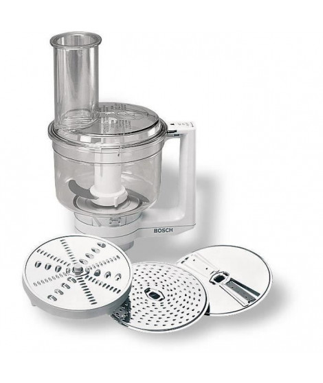 Multimixeur - BOSCH - Pour Kitchen machine MUM5 - Couteau universel, râpe et disque double tranchant - Blanc transparent