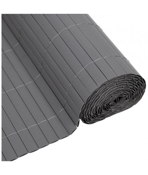 Canisse PVC double face - NATURE - 1 x 3 m - 1600 g/m² - Occultant 4/5 - Anti-UV - Gris clair