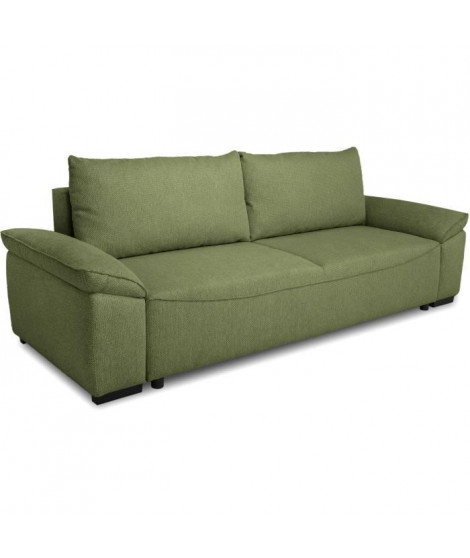 Canapé convertible avec coffre - 3 a 4 places - NORMAN - Tissu olive - 240 x 85 x 85 cm