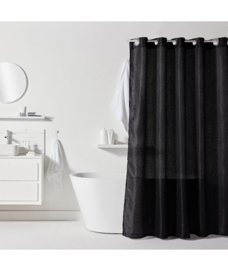 Rideau de douche gauffré - Black - Polyester - 180 x 200 cm - 12 crochets - UTILITY - TODAY