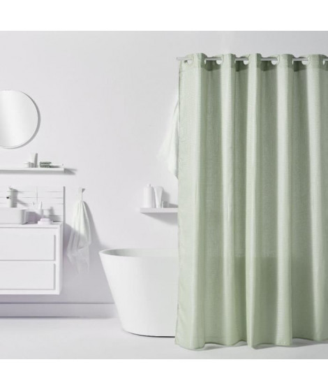 Rideau de douche gauffré - Green - Polyester - 180 x 200 cm - 12 crochets - UTILITY - TODAY