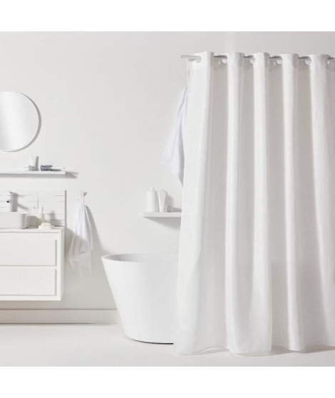 Rideau de douche gauffré - White - Polyester - 180 x 200 cm - 12 crochets - UTILITY - TODAY