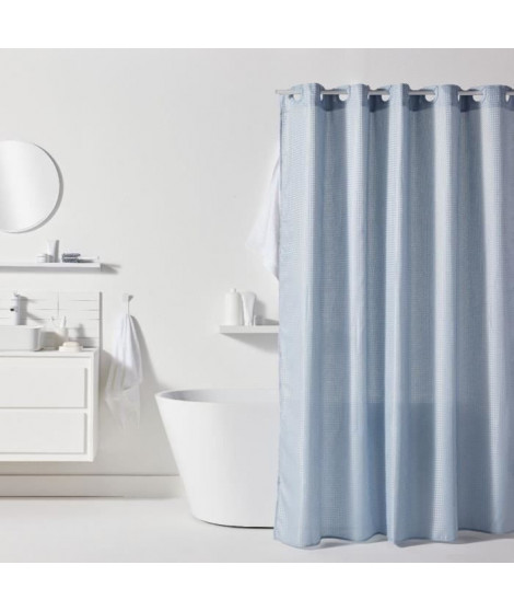 Rideau de douche gauffré - Blue - Polyester - 180 x 200 cm - 12 crochets - UTILITY - TODAY