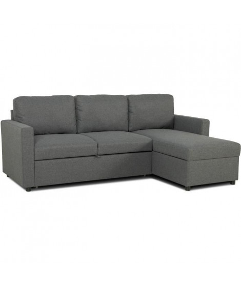 Canapé d'angle convertible réversible - MILOS - 3 places avec coffre - Tissu Malmo anthracite - 213 x 85 x 145 cm