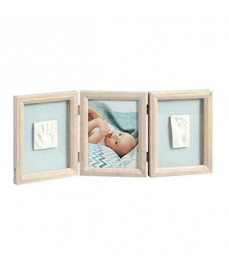 Cadre Photo Bois Double Empreinte Bébé - BABY ART - My Baby Touch - Kit Moulage Inclus - Cadeau Naissance