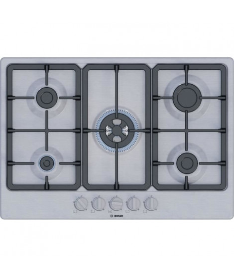 Table de cuisson a gaz - BOSCH Série 4 - 5 foyers - 52 x 75 x 4,5 cm - PGQ7B5K90 - Inox