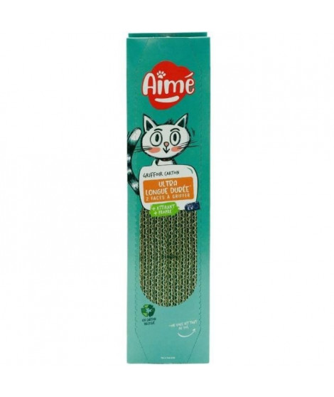 Griffoire en carton - AIMÉ - Pour Chat, Planche a Gratter Double face Super Résistant et Longue Durée, Senteur Herbe a Chat