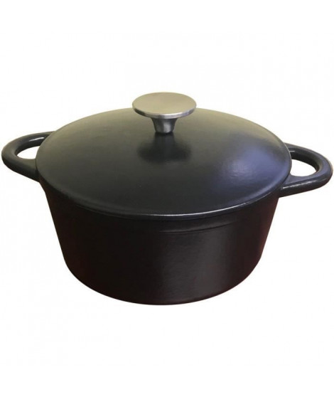 Cocotte en fonte - BAUMALU - 336407 - Ronde 26 cm - Noir mat