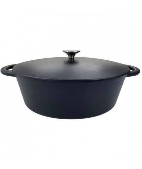 Cocotte en fonte - BAUMALU - 336408 - Ovale 33 cm - Noir mat