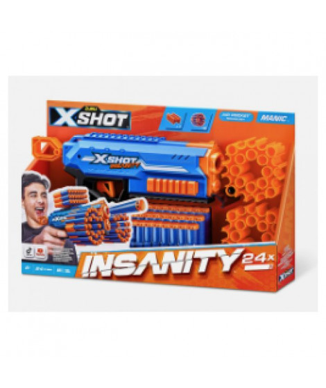Lanceur de fléchettes - ZURU - X-SHOT Manic - Capacité 47 fléchettes - Portée 30 m - Compact et puissant