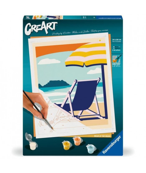 CreArt 24x30 cm Relax at the Beach, Adulte, Peinture par numéros, 23897, Ravensburger