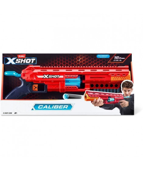 Lanceur de fléchettes - ZURU - X-SHOT Caliber - Barillet rotatif - Portée 27m - 16 fléchettes incluses
