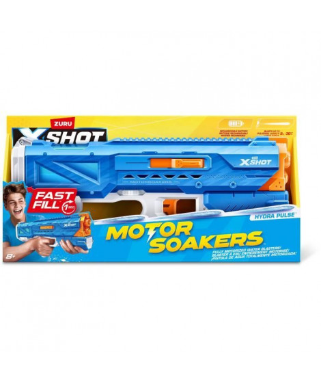 Pistolet a eau motorisé - ZURU - X-SHOT Hydra Pulse - Remplissage rapide - Batterie rechargeable - Portée 9 m - Réservoir 650 ml
