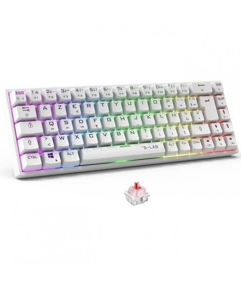 Clavier Gamer sans fil - The G-Lab - KEYZ TITAN - Mécanique (Switch Rouge) - Azerty - Triple mode - RGB - Blanc