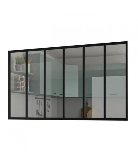 Kit verriere fixe - OPTIMUM - Aluminium - 6 carreaux - H117 X L201,5 cm - Noir