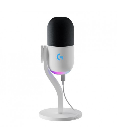 Microphone Logitech G Yeti GX gaming RVB dynamique avec LIGHTSYNC pour PC/Mac - Blanc