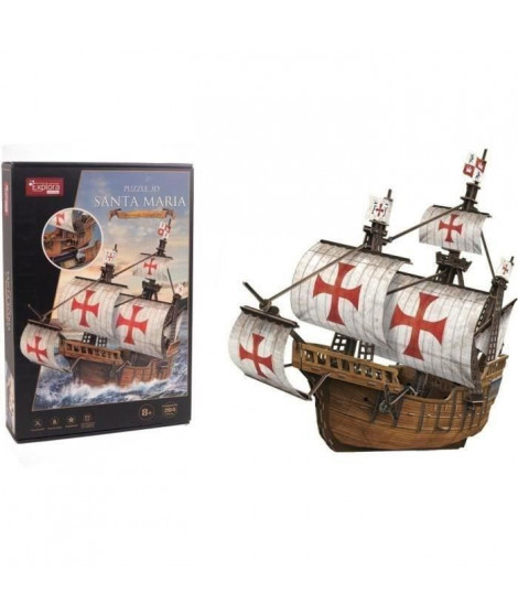 Puzzle 3D - Bateau Santa Maria - Jeu de construction - EXPLORA - 204 pieces - Des 8 ans