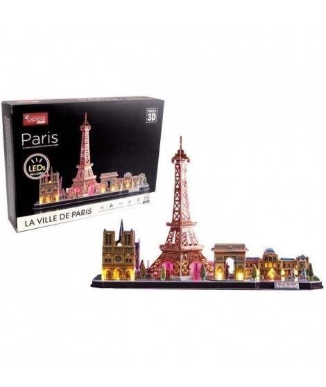 Puzzle 3D lumineux - Monuments De Paris - Jeu de construction - EXPLORA - 115 pieces - Des 8 ans